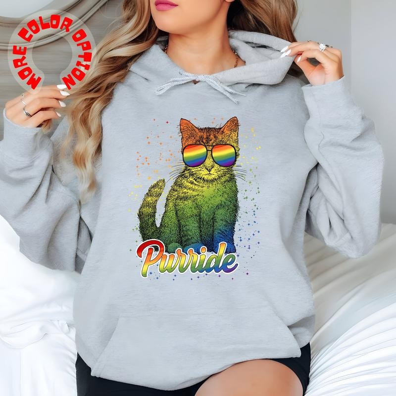 Pride Cat T Shirt Hoodie Sweater Purride Cat With LGBT Shirt Cat Lover Shirt Reproductive Rights Shirt LGBTQ Shirt Gay...