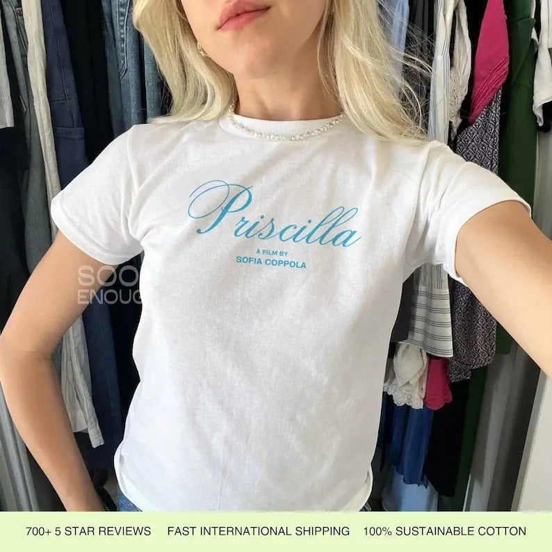 Priscilla Movie T-Shirt Merch A Film By Sofia Coppola Baby Tee Fit Vintage Hoodie, Sweatshirt | HypeDripTees.com