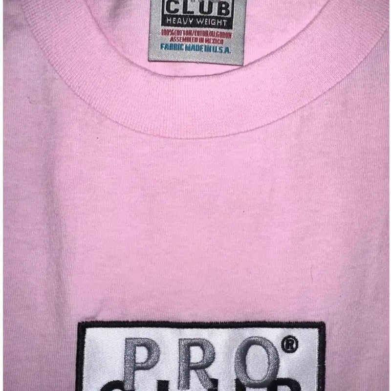 Pro Club Heavyweight Short Sleeve Embroidered Box Logo Tee Classic Shirt Top Casual Cotton Crewneck Hoodie, Sweatshirt