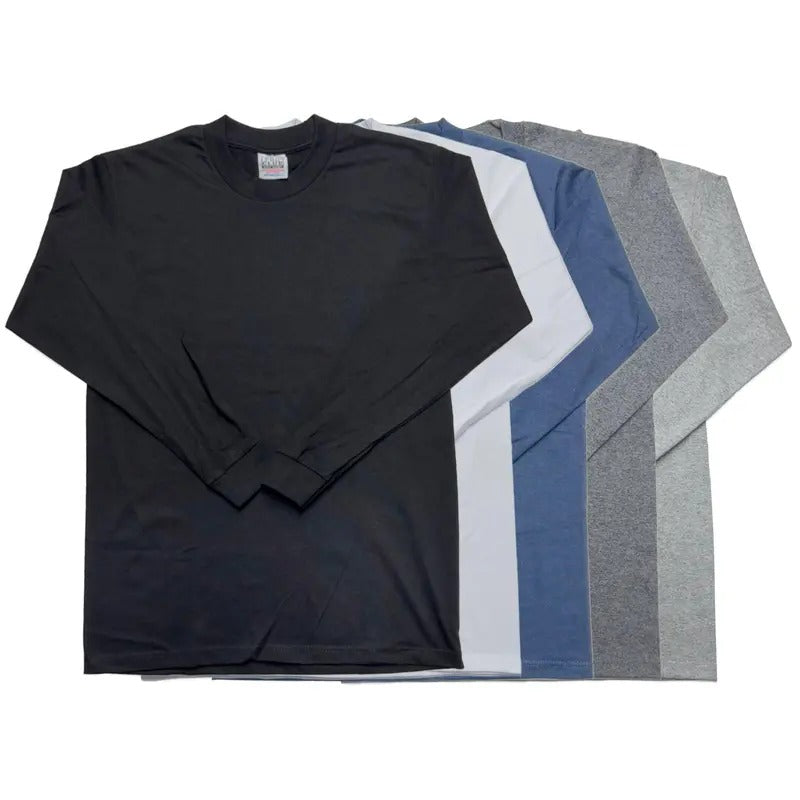 Pro Club Men's Heavyweight Cotton Long Sleeve Crew Neck T-Shirt Hoodie, Sweatshirt | HypeDripTees.com