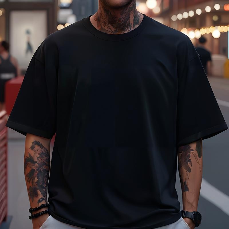 Pro Club Men's Original Heavyweight Cotton Short Sleeve Crew Neck Oversized Casual Black T-Shirt Classic Knit Fabric...