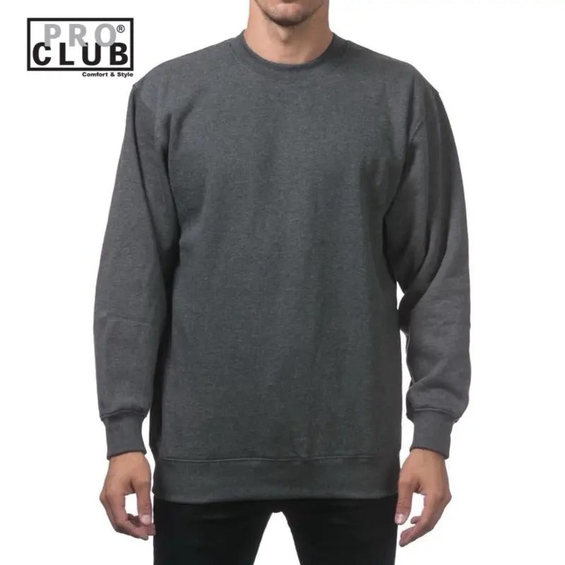 Pro Club Plain Blank Crew Neck Fleece Pullover Sweatshirt - 9oz Casual Crewneck Classic Cotton Menswear Sweatshirt Tops -...