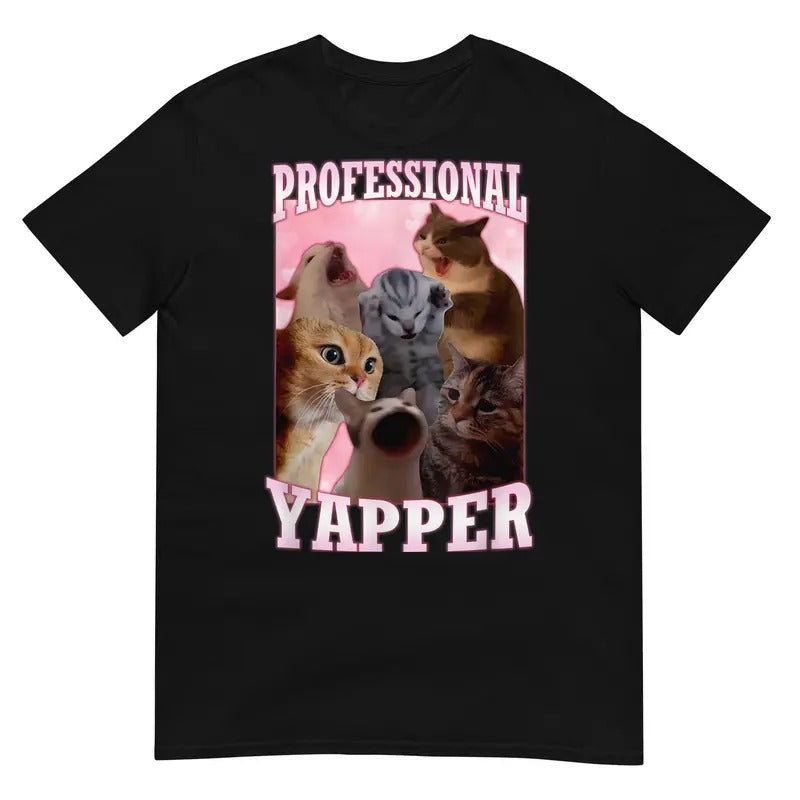 Professional Yapper Funny Cat T-Shirt Hoodie, Sweatshirt | HypeDripTees.com