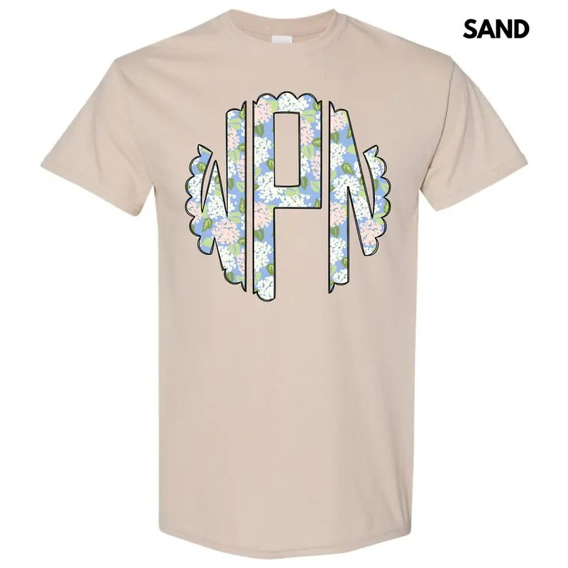 Proper Floral Monogram Gildan Short Sleeve T-Shirt 'NLB' Hoodie, Sweatshirt | HypeDripTees.com