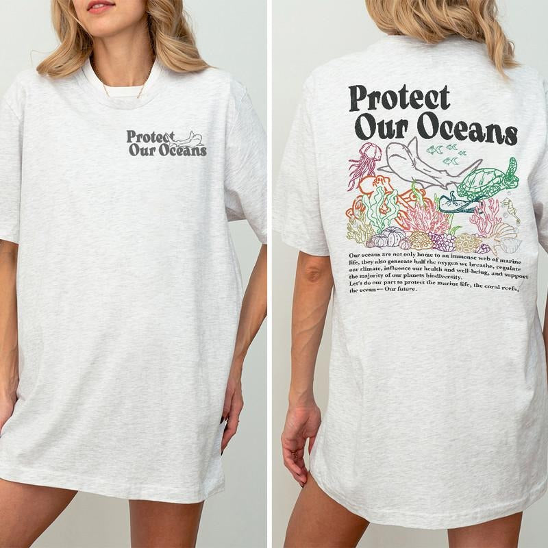 Protect Our Oceans T-Shirt, Shark Shirt, Save The Ocean Shirt, Marine Biologist, Surfing Shirt, Ocean Tee, Ocean Lover...