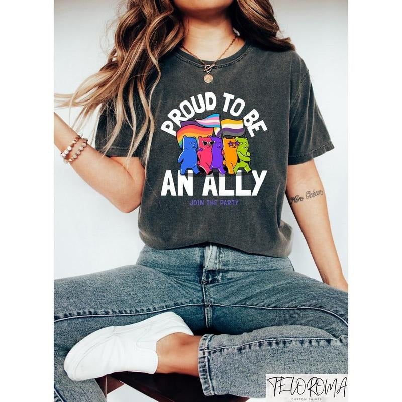 Proud To Be An Ally Shirt, Pride Cat Shirt, Cat Ally Shirt, Pride Month Shirt, LGBTQ+ Cat Shirt, Pride Sweatshirt, Pride...