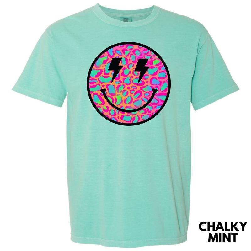 Psychedelic Leopard Happy Face Comfort Colors T-Shirt 'NLB' Hoodie, Sweatshirt | HypeDripTees.com