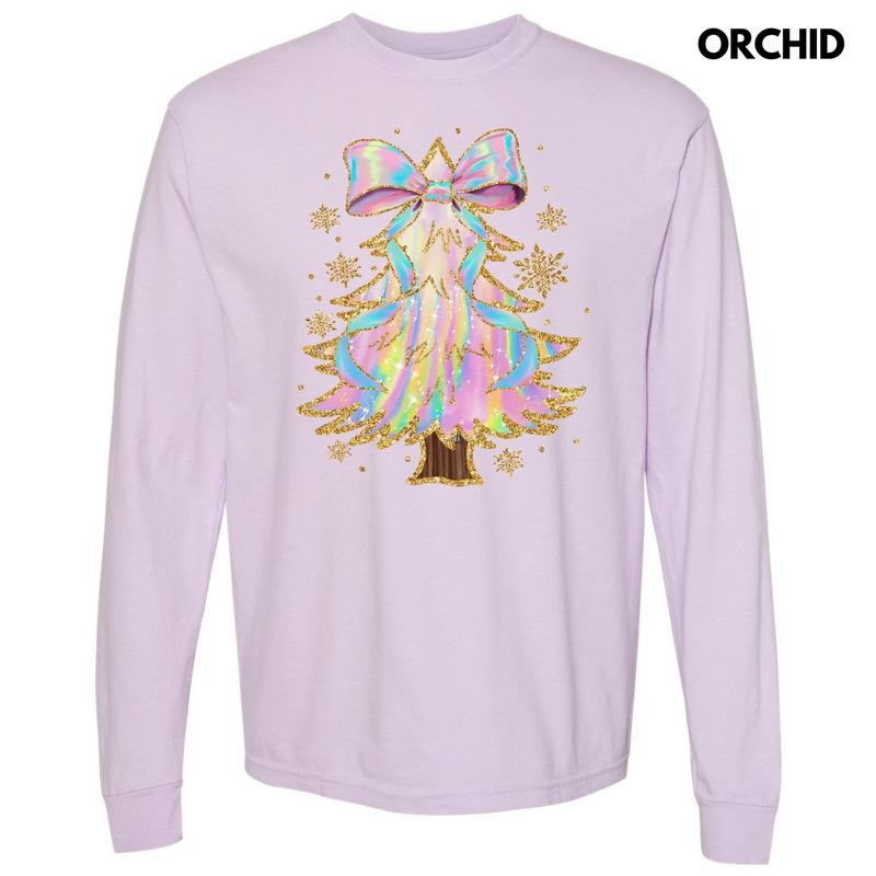 Psychedelic Swirls Christmas Tree Long Sleeve Comfort Colors T-Shirt 'NLB' Hoodie, Sweatshirt | HypeDripTees.com