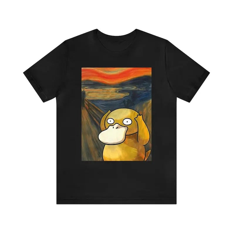 Psyduck the Scream Shirt Cute Outfit Retro Short Sleeve Casual Classic Cotton Graphic Tees Hoodie, Sweatshirt
