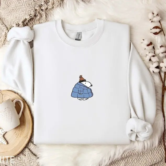 Puffer Jacket Hoodie, Sweatshirt, Winter Shirt, Christmas Crewneck, Cute Christmas Dog Lover Gift | HypeDripTees.com
