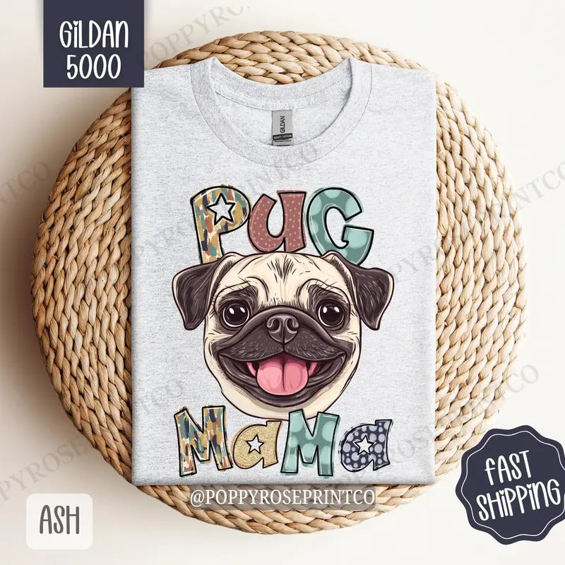 Pug Mama Shirt Gildan Dog Mom Cute Mama Plus Sizes T-Shirts, Hoodie, Sweatshirt