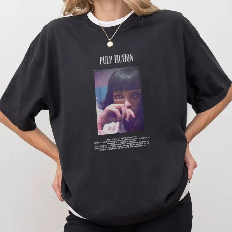 Pulp Fiction Shirt, Unisex Retro Quentin Tarantino Pulp Fiction Movie Graphic T-Shirt, Best Movies All Time Memorabilia...