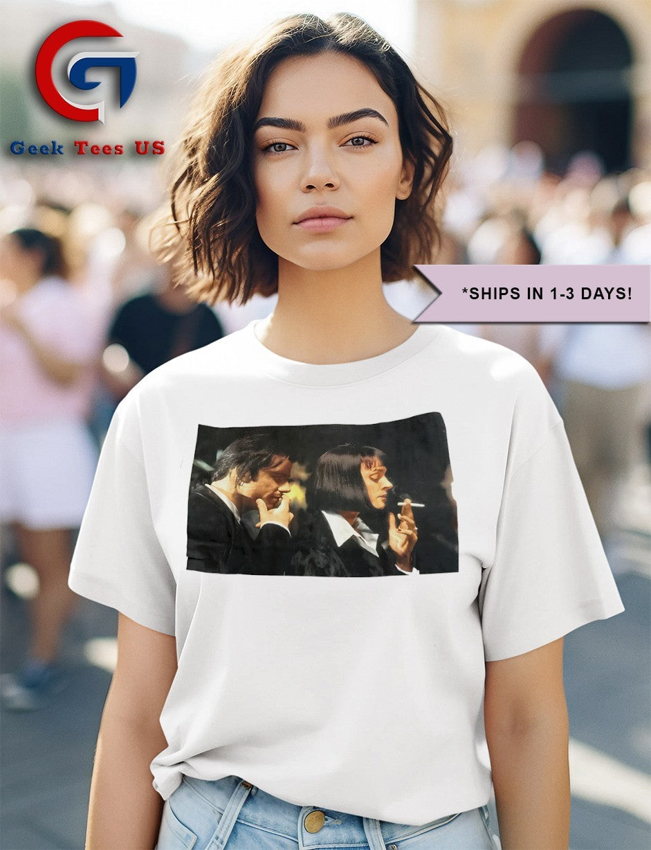 Pulp Fiction Vincent Vega and Mia Wallace smoking shirt