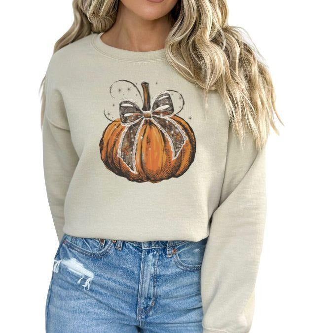 Pumpin Coquette Fall & Halloween Sweatshirt for Women, Pumpkin Season Minimalist Long Sleeve Crewneck Pullover Sweater,...