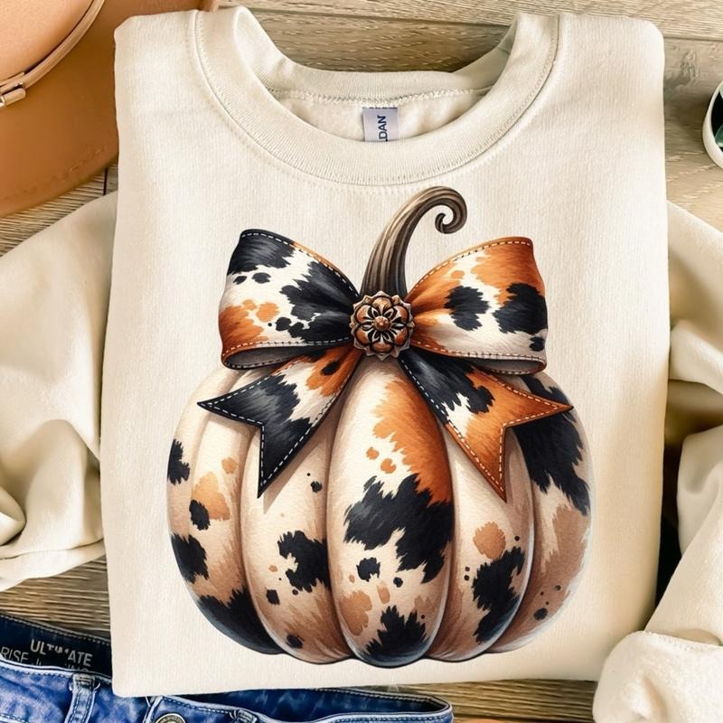 Pumpkin Coquette Halloween Fall - Print Unisex Crew neck Tee T-shirt Hoodie, Sweatshirt | HypeDripTees.com