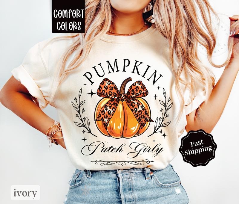 Pumpkin Patch Girly Shirt Comfort Colors,  Fall Tshirts for Women, Oversized Women's Shirts Hoodie, Sweatshirt