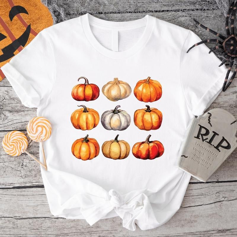 Pumpkin Shirt, Fall Shirt, Thanksgiving Gift Tee, Matching Halloween Party T-Shirts, Unisex Colorful Pumpkin Lovers...