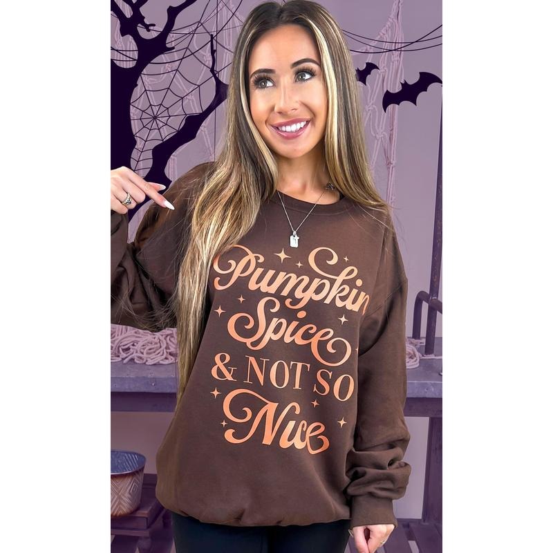 Pumpkin Spice & Not So Nice Fall Graphic Sweatshirt T-Shirts, Hoodie | HypeDripTees.com