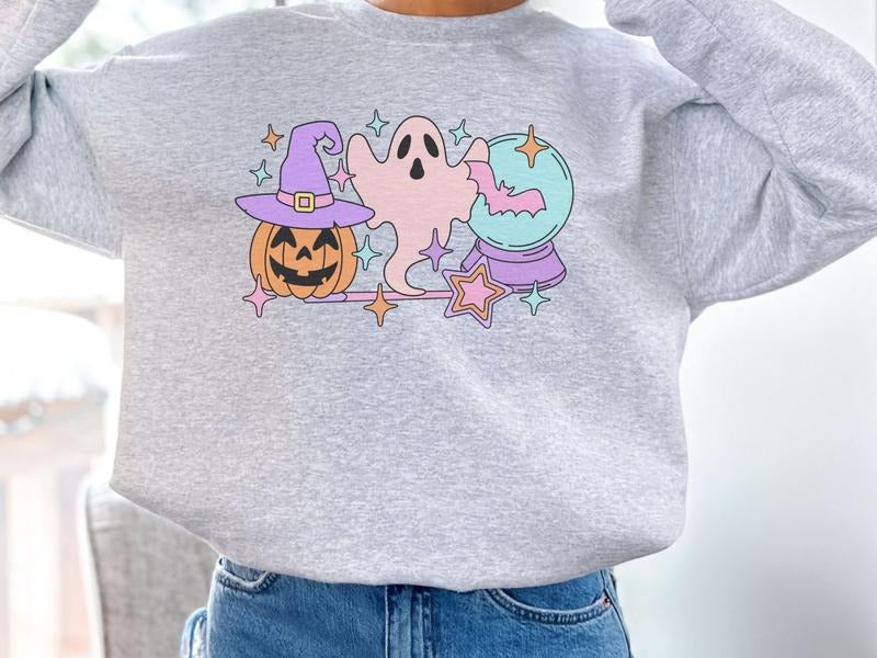 Pumpkin and Ghost Halloween Sweatshirt T-Shirts, Hoodie | HypeDripTees.com