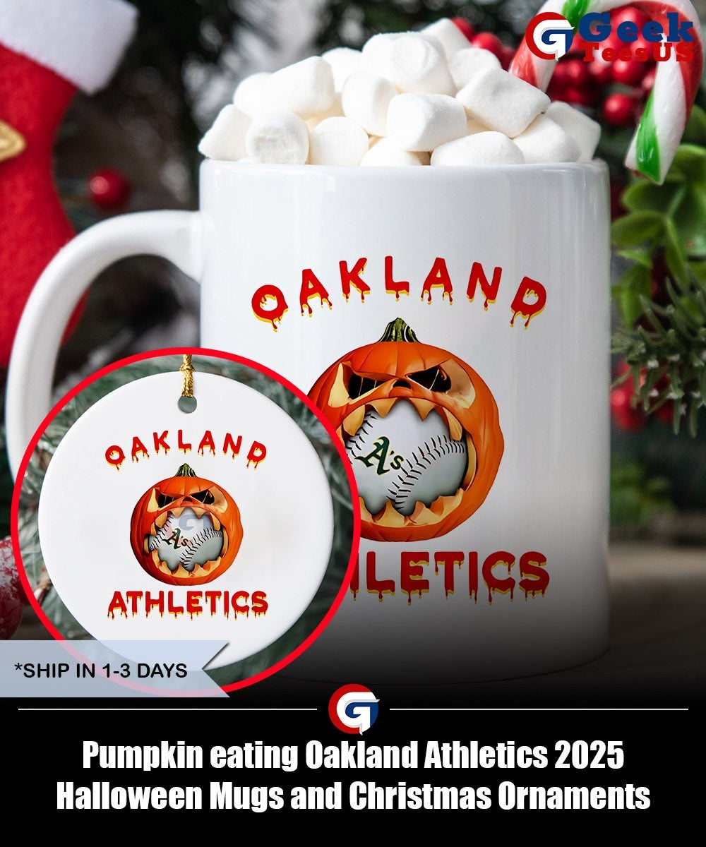 Pumpkin eating Oakland Athletics 2025 Halloween shirt