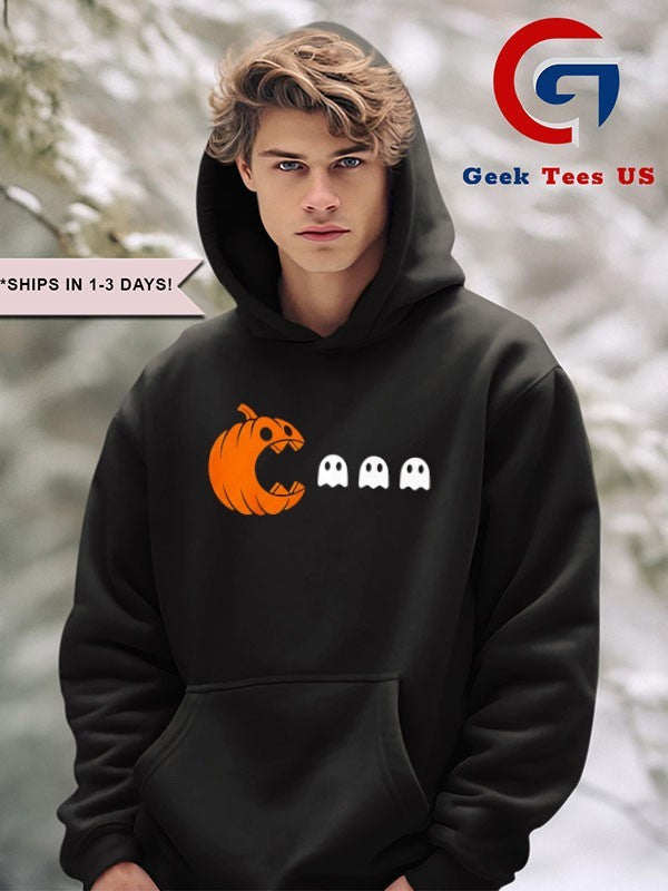 Pumpkin eating ghost Pacman Halloween shirt