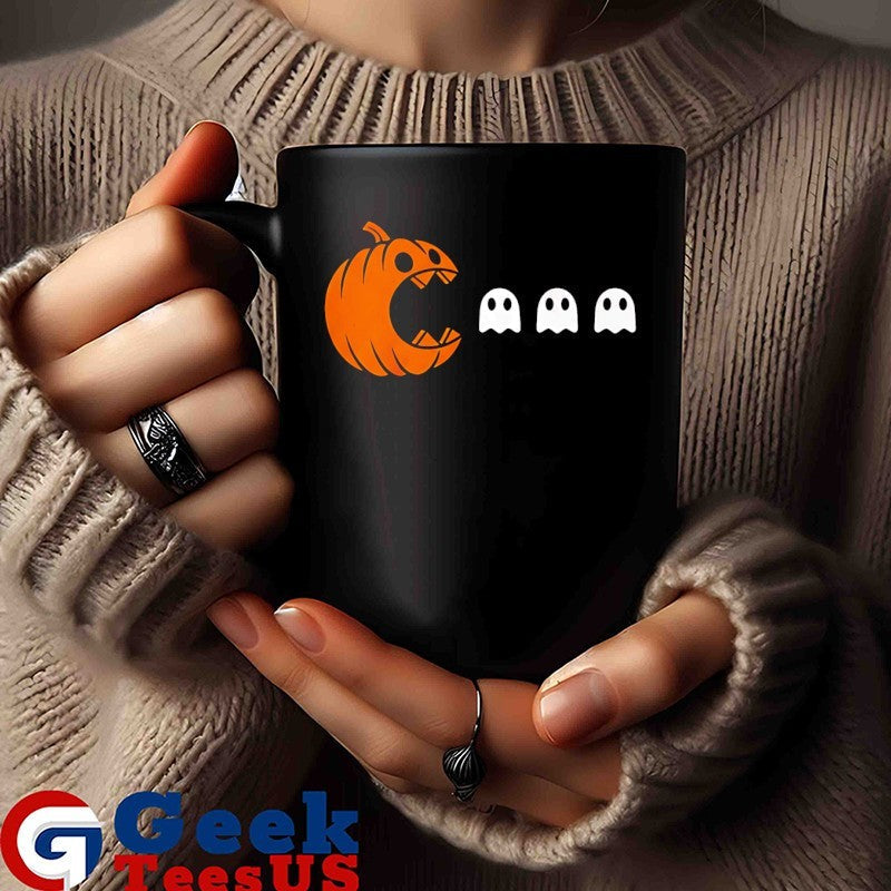 Pumpkin eating ghost Pacman Halloween shirt