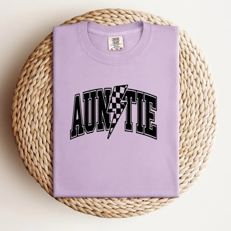 Purple Auntie Lightening Bolt Tshirt Hoodie, Sweatshirt | HypeDripTees.com