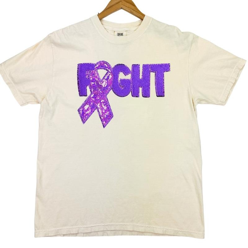 Purple Fighting Ribbon Patch Comfort Colors T-Shirt Hoodie, Sweatshirt | HypeDripTees.com