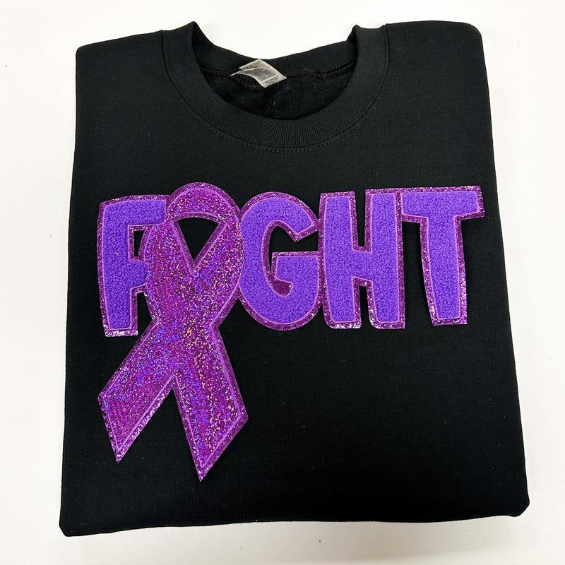 Purple Fighting Ribbon Patch Gildan Sweatshirt T-Shirts, Hoodie | HypeDripTees.com