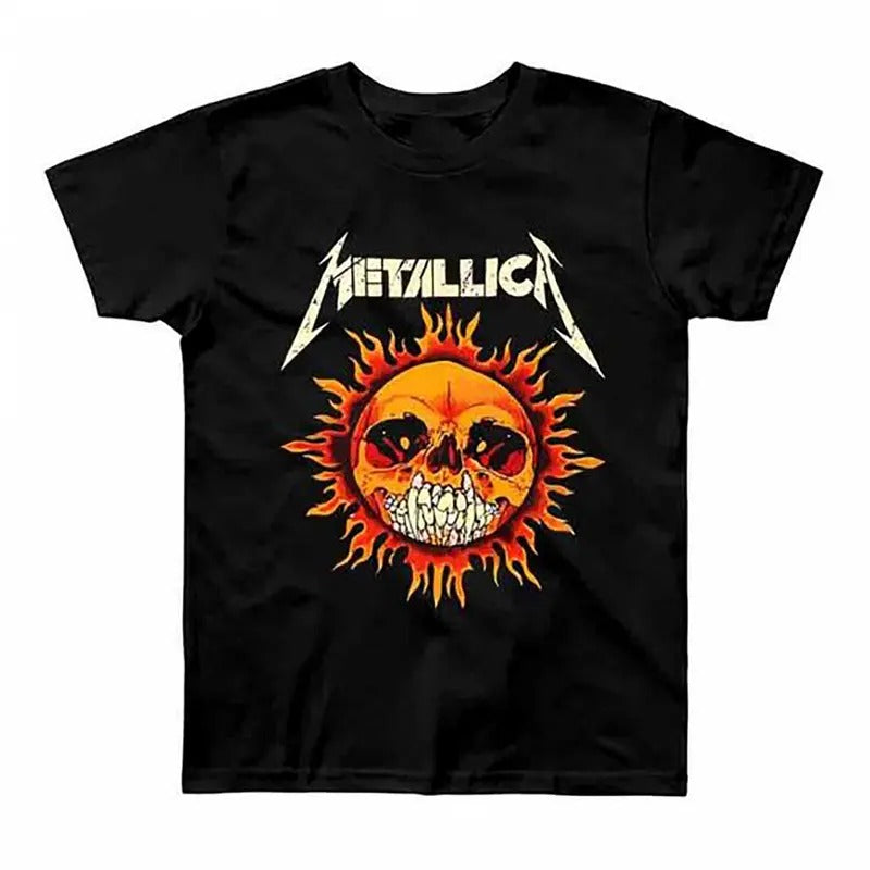 Pushead Metallica Flame Skullrock Band Posters Metallica Tattoo Men s Tee Shirt, Unisex Shirt Top Menswear Top...