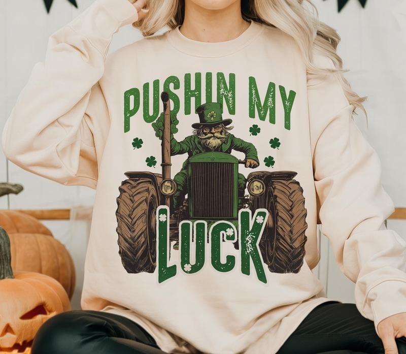 Pushing My Luck Construction St Patrick's Day Boys Vintage Shirt heat Press instant Hoodie, Sweatshirt | HypeDripTees.com