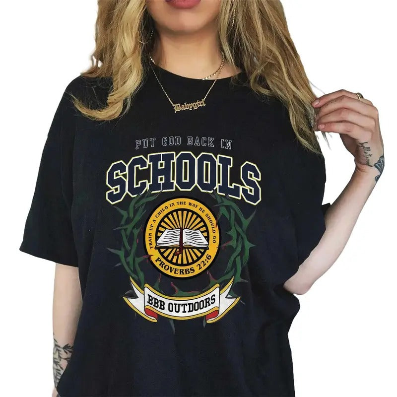 Put God Back In Schools T-shirt, Sweatshirt, Hoodie, Christian Teacher Shirt Casual Cotton Casual Cotton Fabric Fit...