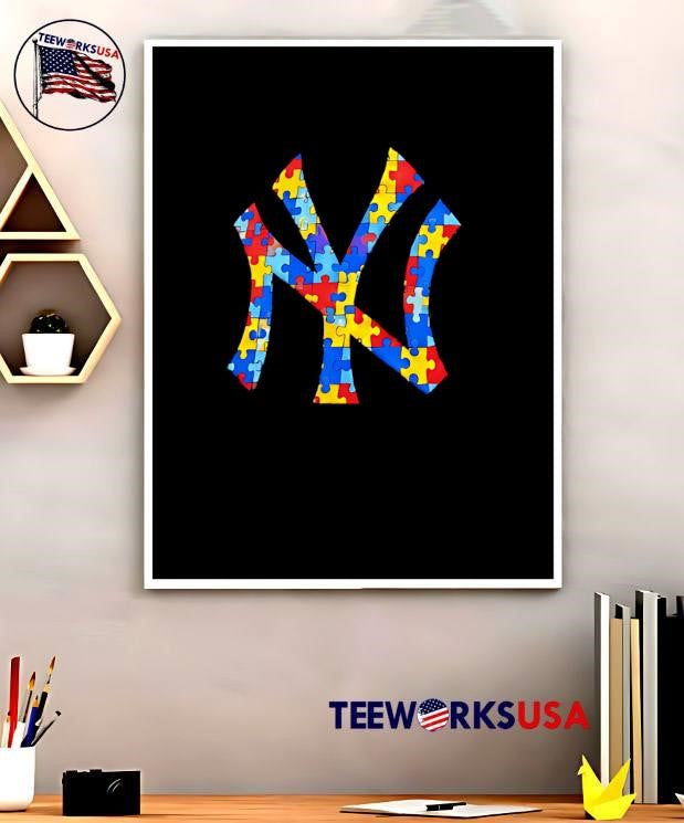 Puzzle Awareness Autism New York Yankees T-Shirt