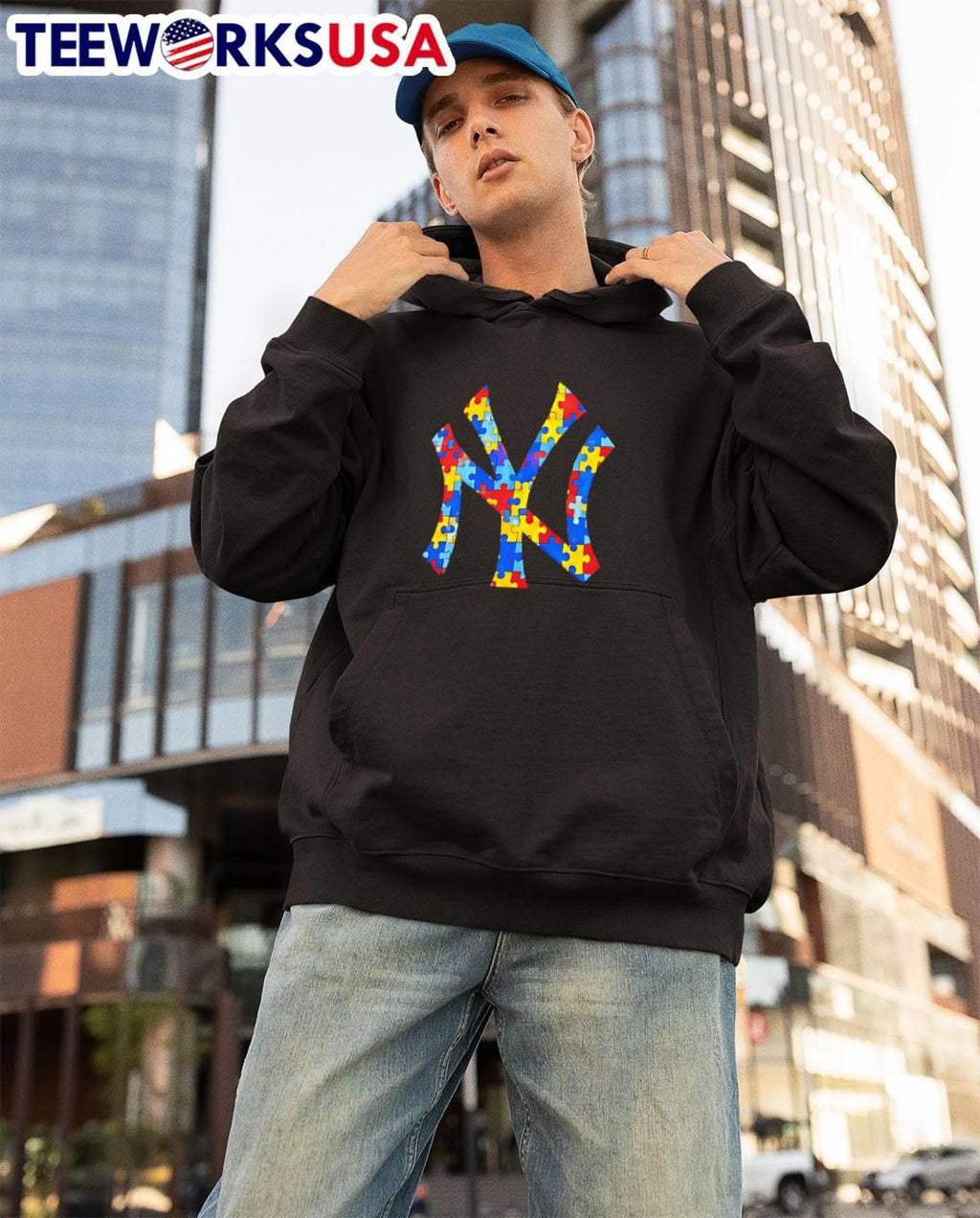 Puzzle Awareness Autism New York Yankees T-Shirt