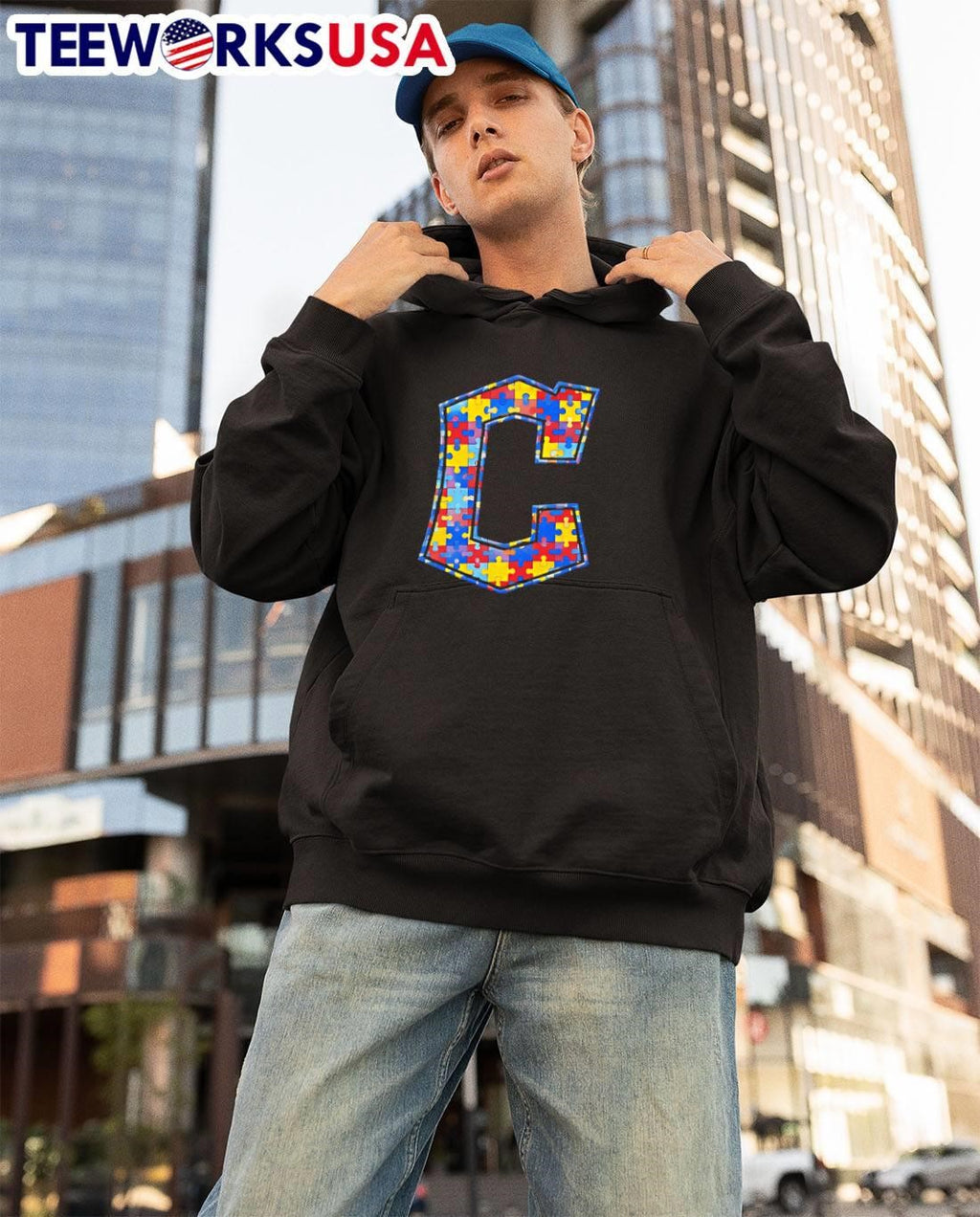 Puzzle Piece Alphabet C Letter Autism Awareness T-Shirt