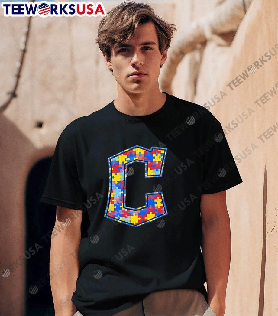 Puzzle Piece Alphabet C Letter Autism Awareness T-Shirt