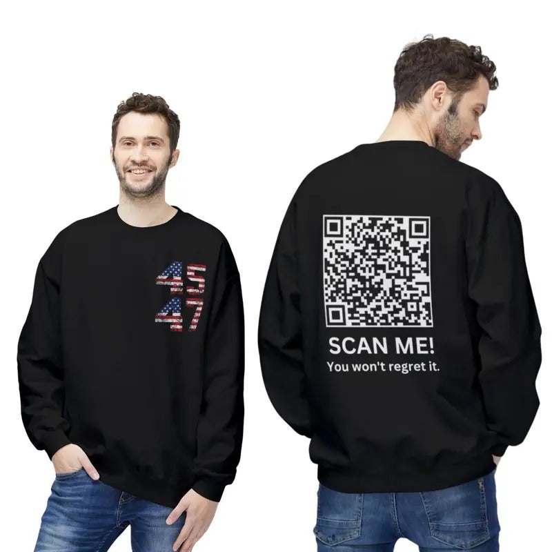 QR Code YMCA Dance Front and Back Sweatshirt, Funny Trumppp Apparel, Unisex Sweatshirt, Trum is Your President, Midweight...