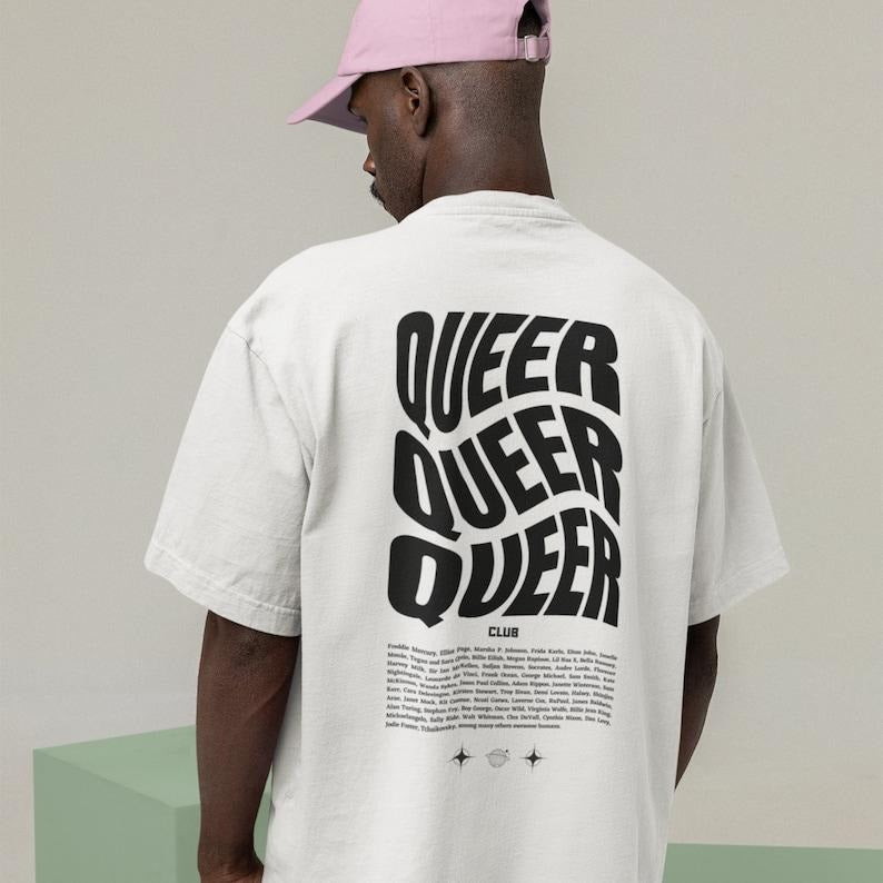 QUEER SHIRT, Queer Club Shirt, LGBTQ Band Shirt, Custom Coming Out Gift, Gay Gift, Lgbtq Celebrities, Lesbian Tshirt...