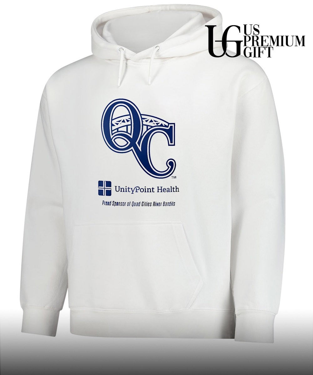 Quad Cities River Bandits proud sponsor of Quad Cities River Bandits QC bridge UnityPoint Health shirt
