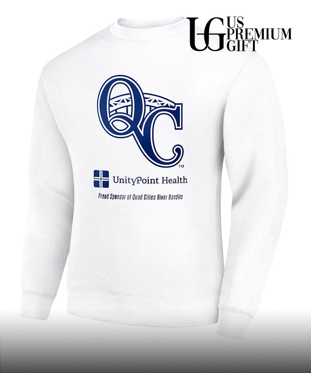 Quad Cities River Bandits proud sponsor of Quad Cities River Bandits QC bridge UnityPoint Health shirt