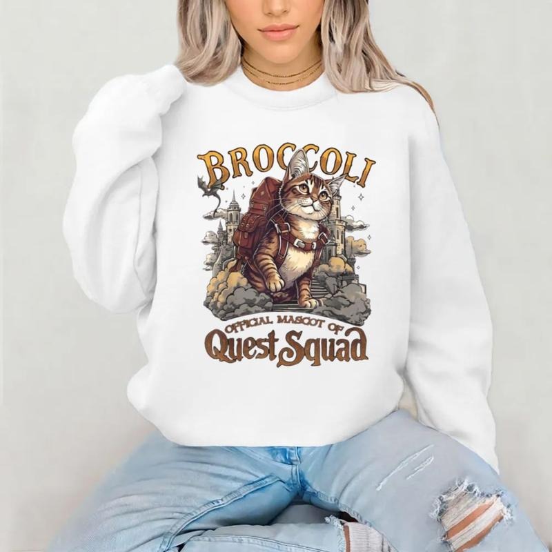Quest Squad Broccoli TShirt, Fourth Wing Shirts, Xaden Riorson, Broccoli Cat Sweatshirt, Onyx Storm Broccoli Book Lover,...