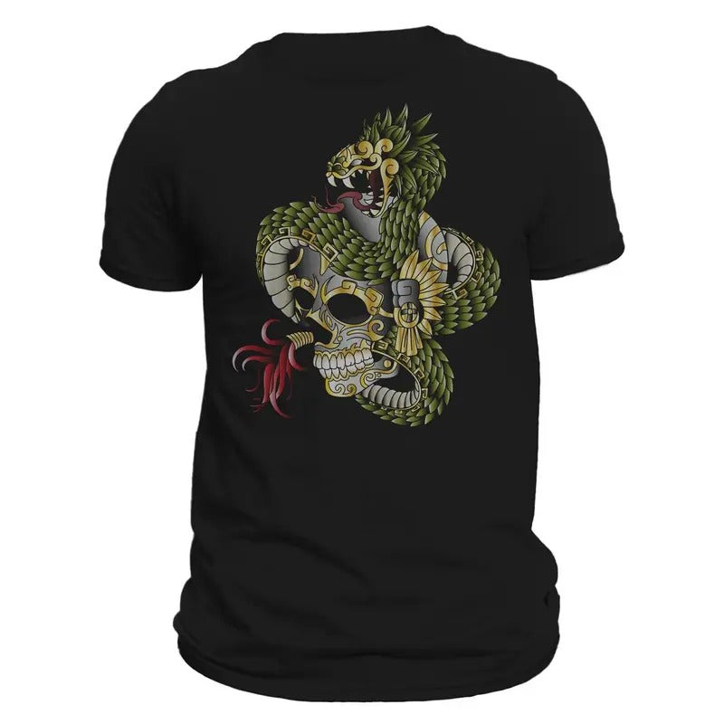 Quetzalcoatl Skull Feathered Serpent Aztec God  T-Shirt Casual Classic Hoodie, Sweatshirt | HypeDripTees.com