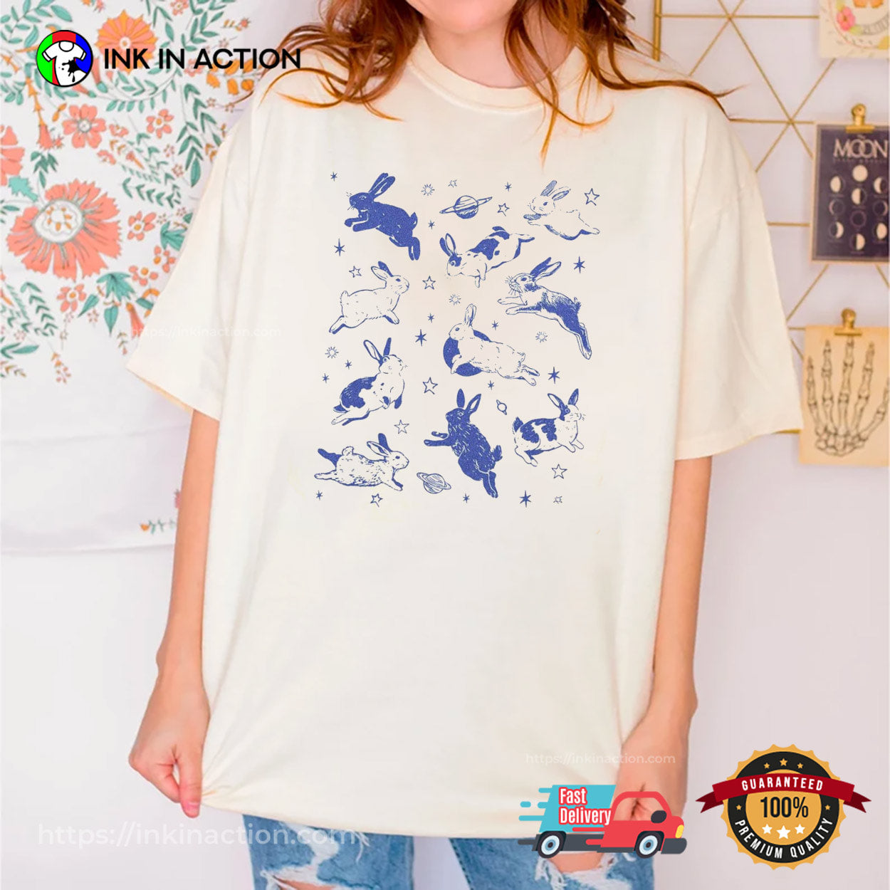 Rabbit Galaxy Graphic Comfort Colors Shirt