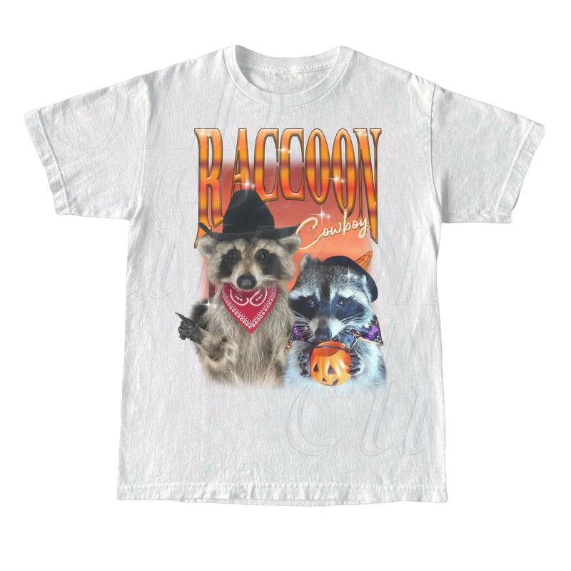 Raccoon CowboyVintag e 90s Bootleg Style T-Shirt, Retro Graphic Shirt, Trendy Raccoon Shirts, Adult Unisex Relaxed Shirt,...