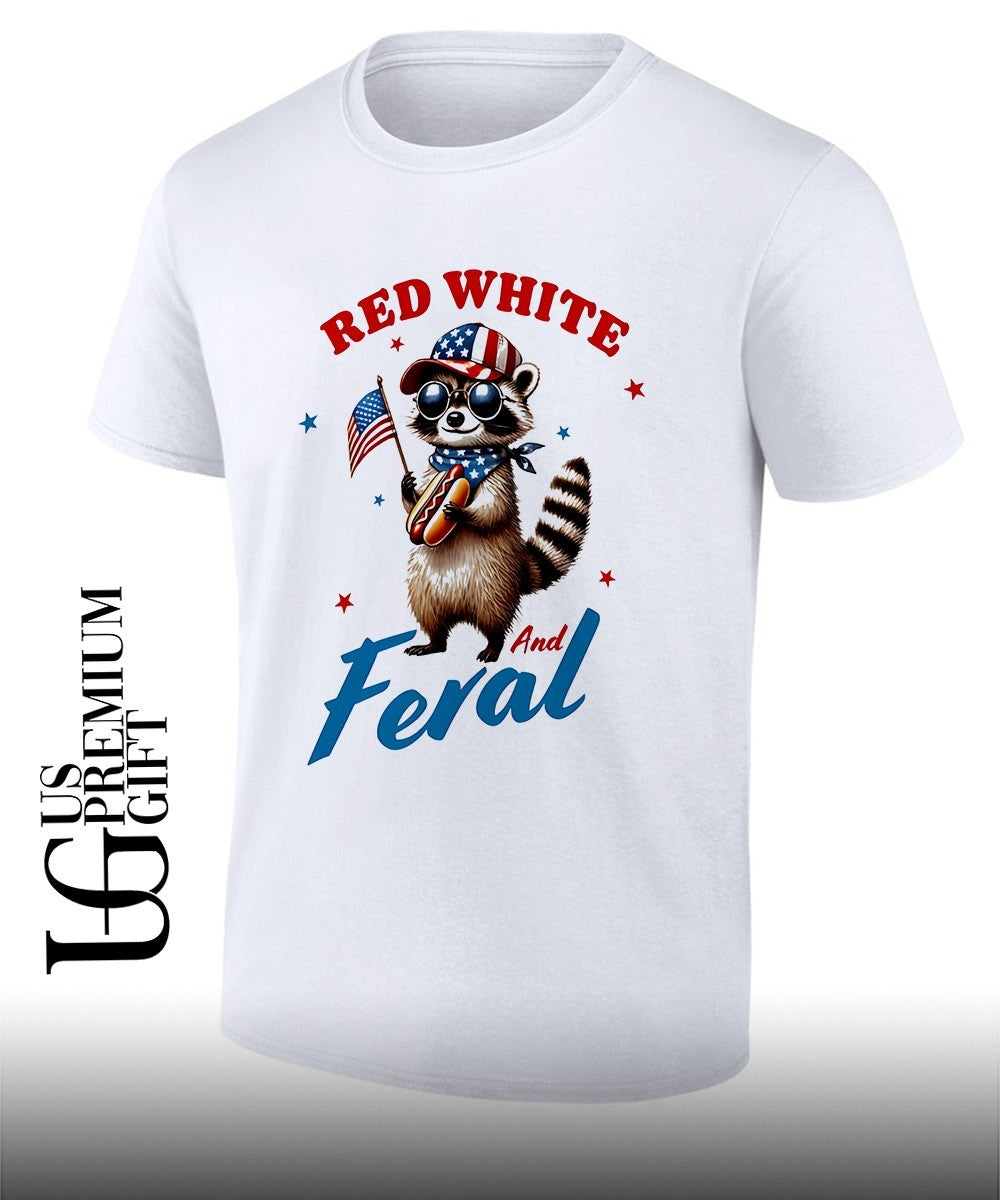 Raccoon Red White and Feral shirt