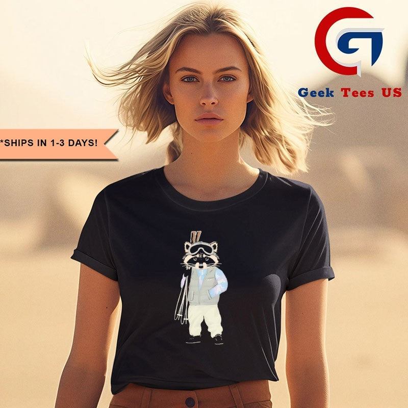Raccoon skiing trash Peace shirt