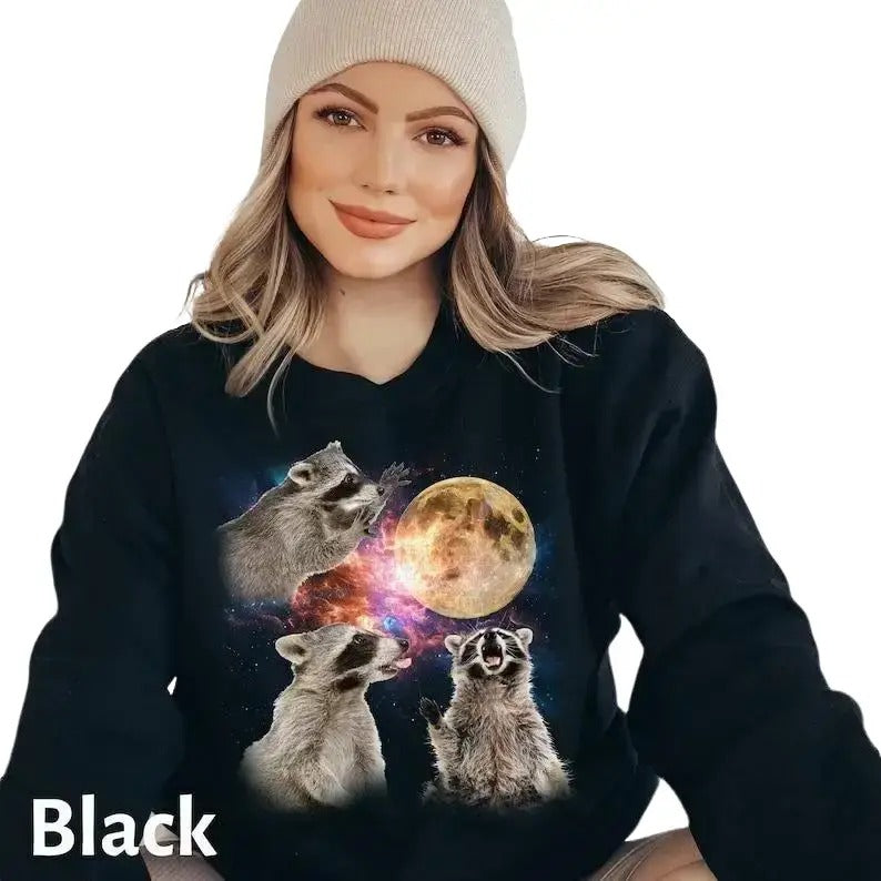 Racoons howling at the Moon T-shirt Sweatshirt Hoodie, Racoon Meme Shirt | HypeDripTees.com