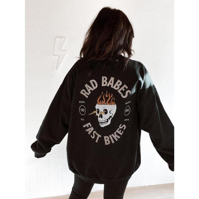 Rad babes Fast Bikes Sweatshirt, Vintage inspired Crewneck, motorcycle feminist girl power sweatshirt T-Shirts, Hoodie