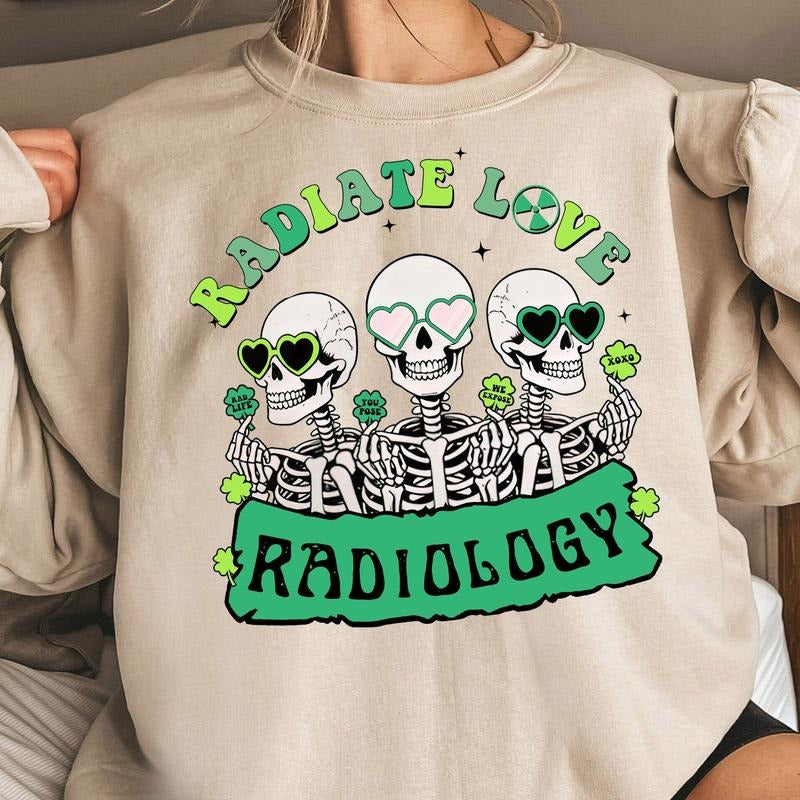 Radiate Love Radiology Patrick's Day Shirt, Radiology St Patricks day Shirt Best Price Hoodie, Sweatshirt | HypeDripTees.com