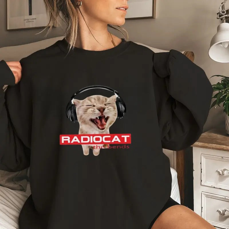 Radiocat T Shirt, Alternative Rock, Radioheadd Merch For Fan, Unisex Sweater Pullover Tee Hoodie, Sweatshirt